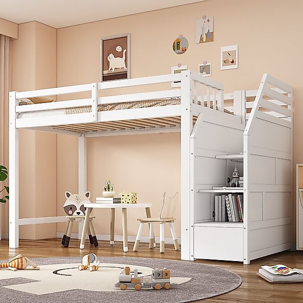 Flieks Hochbett Kinderbett Holzbett 90x200cm mit günstig online kaufen
