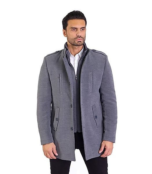 Denim Distriqt Wintermantel Herren Slim Fit Mantel mit Doppelkragen Grau Gr günstig online kaufen