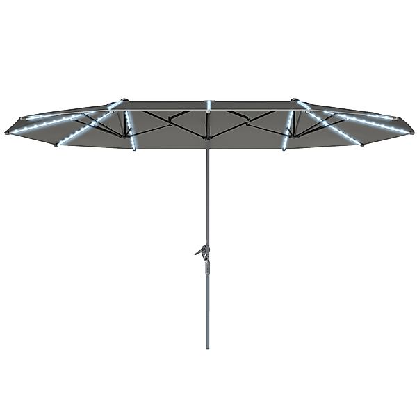 Outsunny Doppelsonnenschirm mit Solar LED Lichtern 451x267 cm Aluminium UV günstig online kaufen