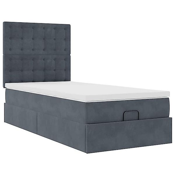 vidaXL Bett Ottoman-Bett mit Matratzen Dunkelgrau 90x200 cm Samt günstig online kaufen