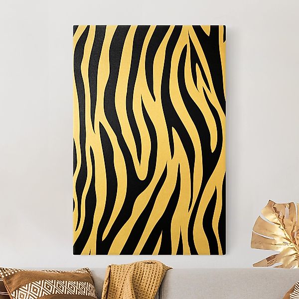 Leinwandbild Gold Zebra Print günstig online kaufen