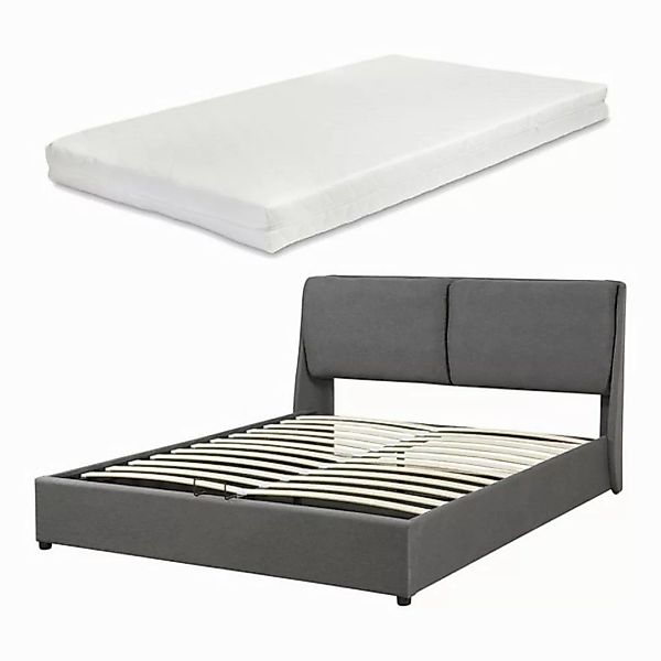 en.casa Polsterbett, »Lunner« Doppelbett mit Matratze und Bettkasten 140x20 günstig online kaufen