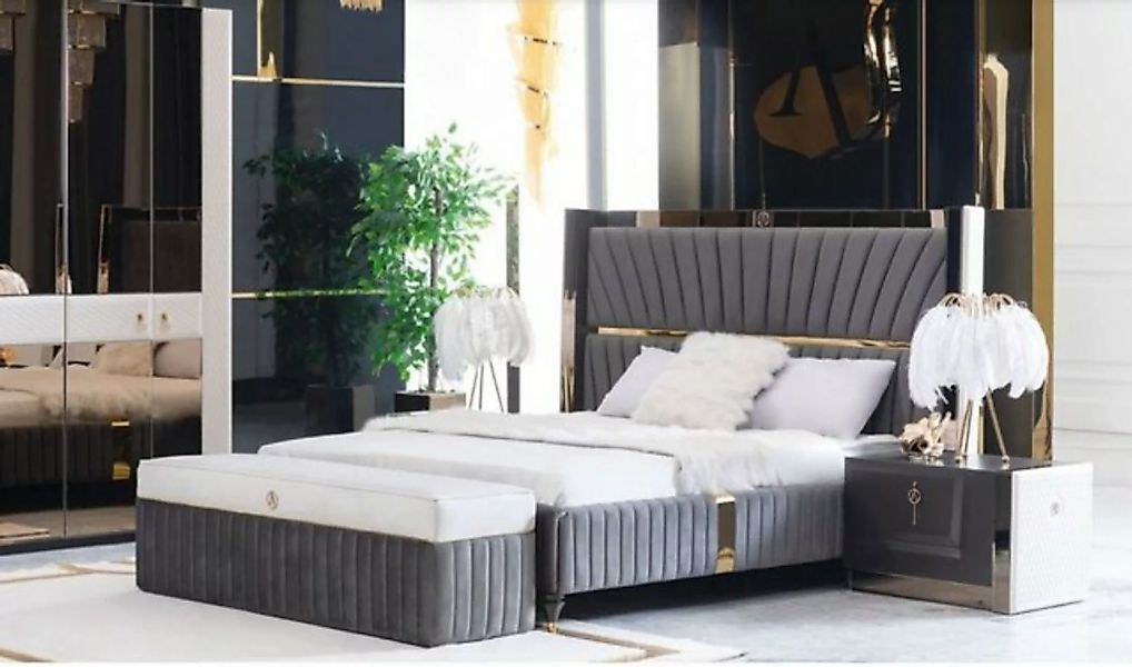 JVmoebel Bett, Bettgestell Betten Holz Hotel Bettrahmen Grau Möbel günstig online kaufen