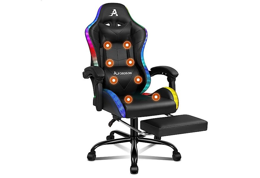 ALFORDSON Gaming-Stuhl Massagestuhl mit LED, ergonomischer Schreibtischstuh günstig online kaufen