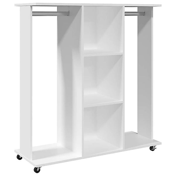 vidaXL Stoffschrank Kleiderschrank mit Rollen Weiß günstig online kaufen