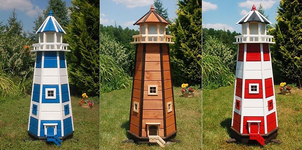 DSH DEKO SHOP HANNUSCH Gartenfigur Leuchtturm 1,40 m Holz mit 230 V Beleuch günstig online kaufen