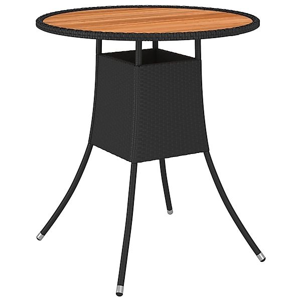 vidaXL Garten-Esstisch Schwarz Ø 70 cm Poly Rattan Massivholz Akazie 310466 günstig online kaufen