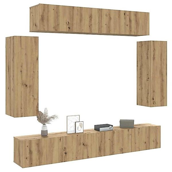 vidaXL Schrankmodule 6-tlg. TV-Schrank-Set Wandmontage Artisan-Eiche Holzwe günstig online kaufen