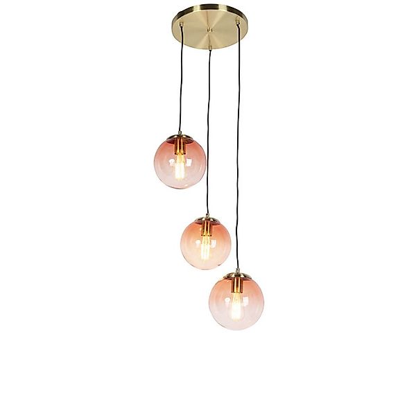 Qazqa Pendelleuchte Pallon, ohne Leuchtmittel, E27, Rosa, Art Deco, Glas, 3 günstig online kaufen