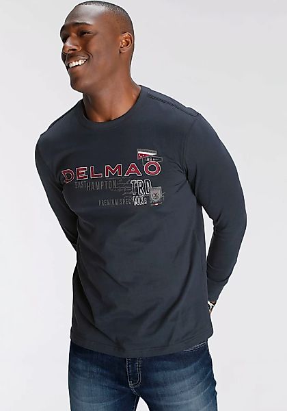 DELMAO Langarmshirt, schmale Passform, bedruckt, Rundhalsausschnitt, aus Ba günstig online kaufen