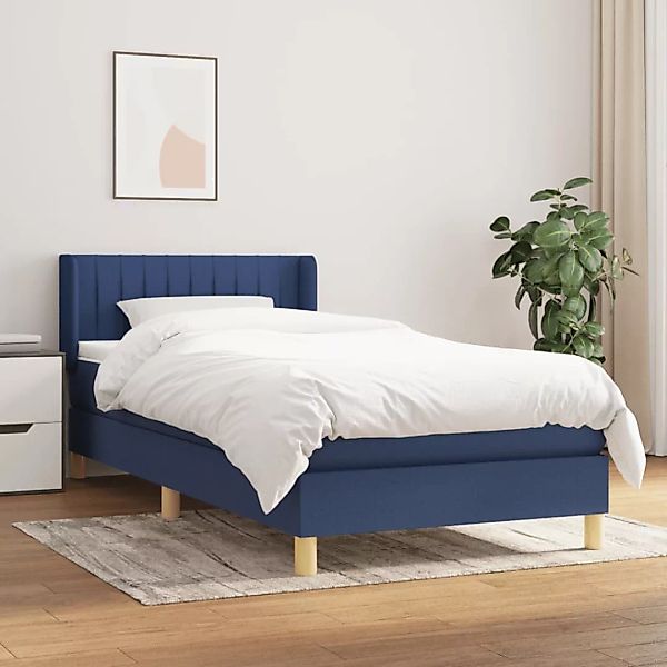 Vidaxl Boxspringbett Mit Matratze Blau 100x200 Cm Stoff günstig online kaufen