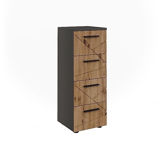 Vicco Midischrank Irma, Anthrazit/Artisan, 30 x 81 cm mit 4 Schubladen (1-S günstig online kaufen