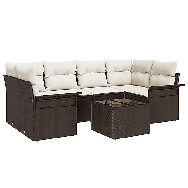 vidaXL Garten-Sofa-Set 7-Tlg Braun Poly Rattan 3345258 günstig online kaufen
