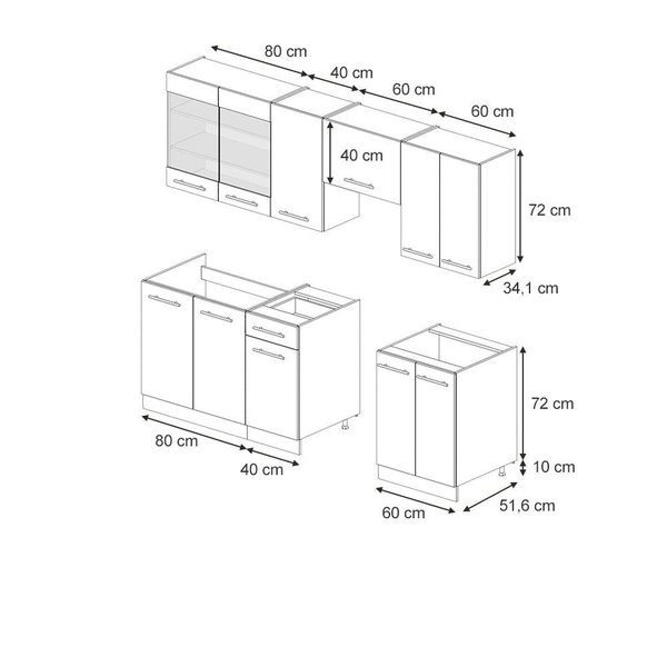 Vicco Fame-Line Küchenzeile Grün-Gold Landhaus/Anthrazit 240 cm ohne Arbeit günstig online kaufen