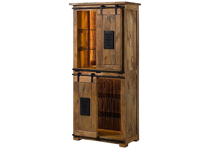 Massivmoebel24 Dreh-/Schwebetürenschrank (Mango / Altholz 80x45x175 günstig online kaufen