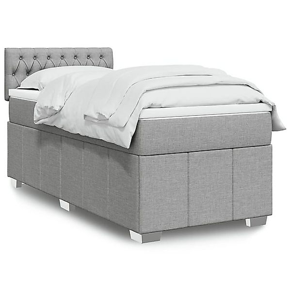 vidaXL Bettgestell Boxspringbett mit Matratze Hellgrau 90x200 cm Stoff Bett günstig online kaufen