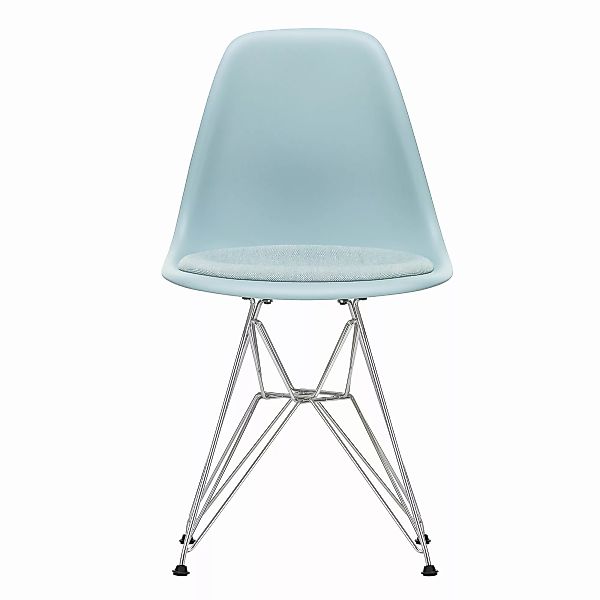 Vitra - Eames Plastic Side Chair DSR gepolstert verchromt - eisgrau/Hopsak günstig online kaufen