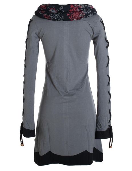 Vishes Jerseykleid Blumenkleid Langarm-Shirtkleid mit Schalkragen günstig online kaufen