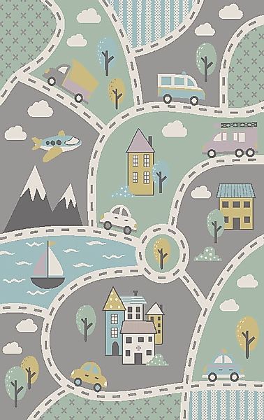 Paco Home Kinderteppich "Capri 318" rechteckig 9 mm Höhe Straßen-Spiel-Tepp günstig online kaufen