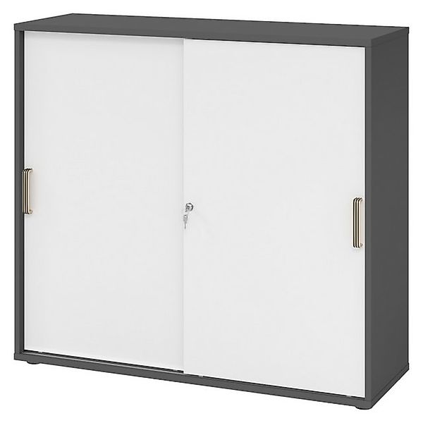 bümö Aktenschrank office Schiebetürenschrank Dekor: Graphit/Weiß - Griffe: günstig online kaufen