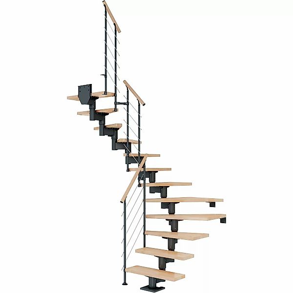 Dolle Mittelholmtreppe Cork Buche Anthrazit GH b. 270cm 1/2 Gewendelt 75cm günstig online kaufen