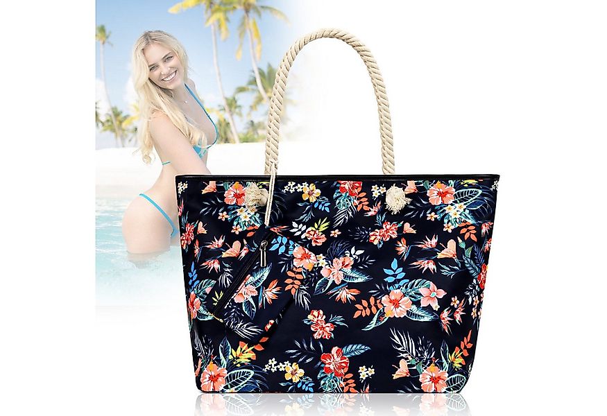 TAN.TOMI Strandtasche Grosse Strandtasche Shopper Mit Reissverschluss Wasse günstig online kaufen