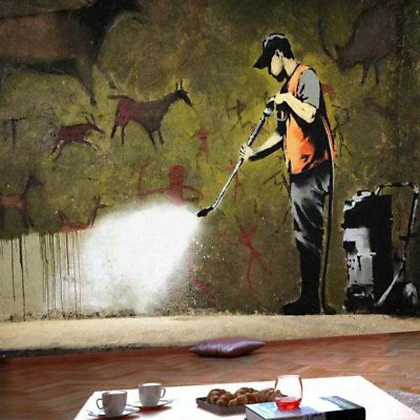 artgeist Fototapete Banksy - Cave Painting mehrfarbig Gr. 300 x 210 günstig online kaufen