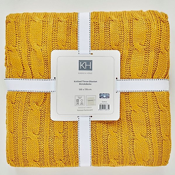 Karaca Bettwäsche Ocker Beıge Kabelstrıckwıckeldecke (130x170 günstig online kaufen