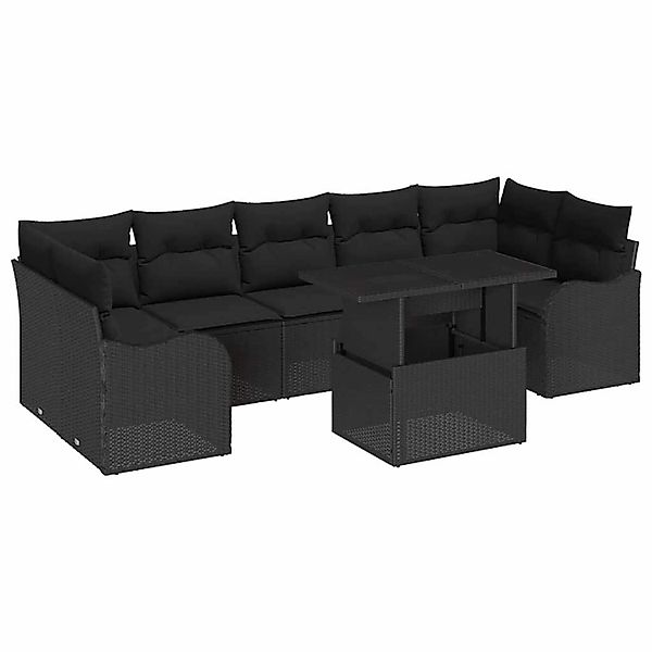 vidaXL Garten-Sofa-Set mit Kissen 8-Tlg Schwarz Poly Rattan 3348419 günstig online kaufen