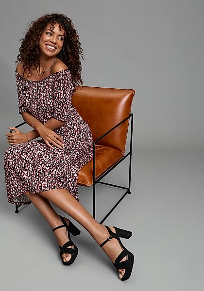 Bruno Banani Maxikleid aus Viskose und Elasthan, mit geblümter Optik günstig online kaufen