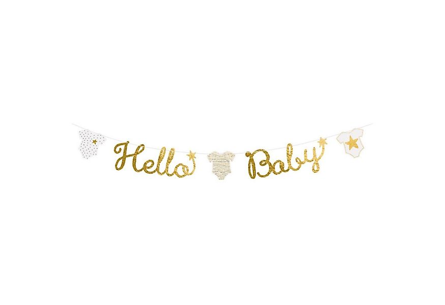 Amscan Hängedekoration 'Hello Baby' Girlande Weiß Gold, 160 cm günstig online kaufen