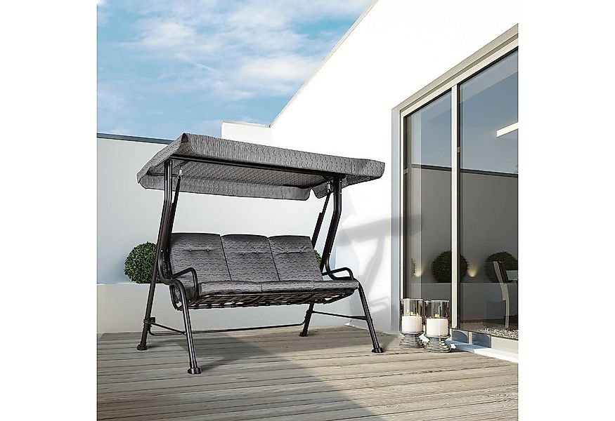 Outsunny Hollywoodschaukel Gartenschaukel mit Sonnendach, 3-Sitzer, Bettfun günstig online kaufen