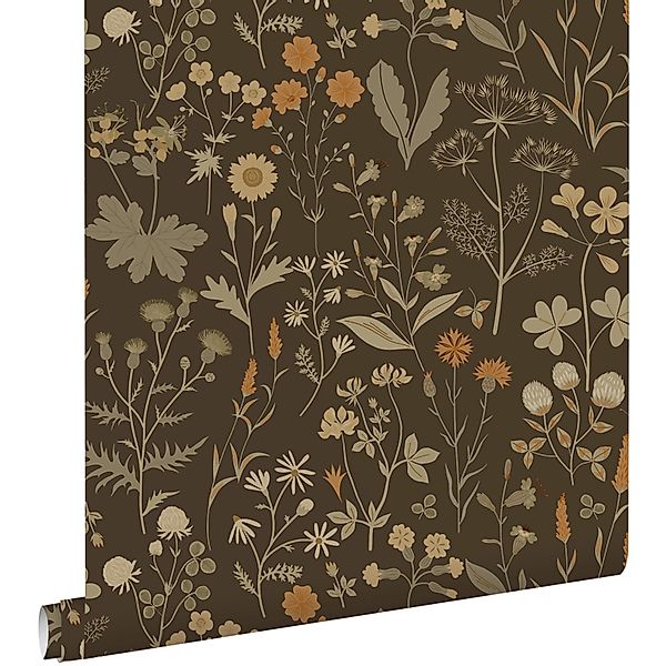 ESTAhome Tapete Feldblumen Graugrün und Braun 50 x 900 cm günstig online kaufen