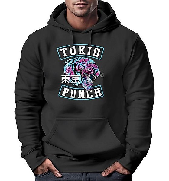 Neverless Hoodie Hoodie Herren Tokio Punch Schriftzug Tigerkopf Print Tatto günstig online kaufen