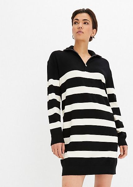 bonprix Strickkleid aus Viskose und Polyamid, gerade Passform, mit Streifen günstig online kaufen