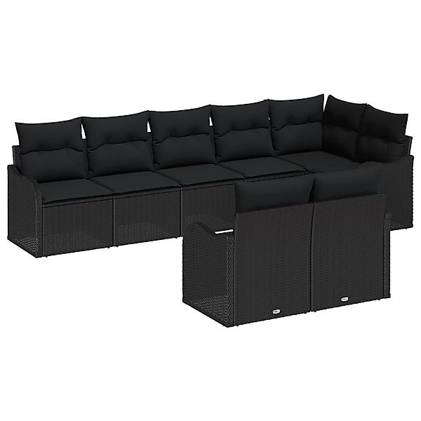 vidaXL Garten-Sofa-Set mit Kissen 8-Tlg Schwarz Poly Rattan 3354422 günstig online kaufen