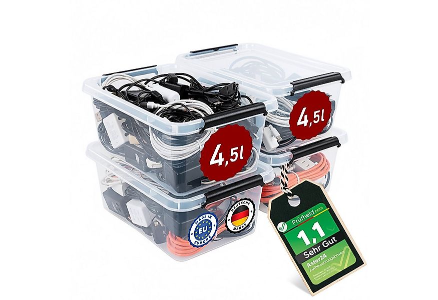 astor24 Aufbewahrungsbox Aufbewahrungsbox mit Deckel 4er Set Kunststoffbox günstig online kaufen