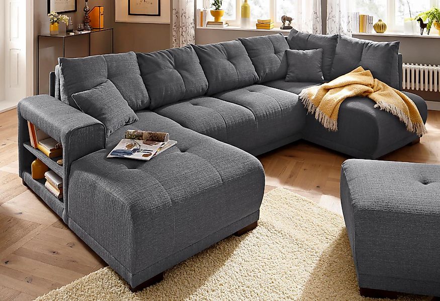 Home affaire Wohnlandschaft »Viborg U-Form«, mit Regal in der Armlehne, wah günstig online kaufen