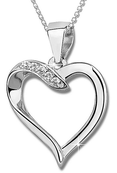 Limana Herzkette echt 925 Sterling Silber Kette mit Herz Anhänger, Zirkonia günstig online kaufen