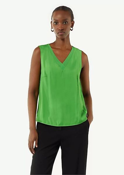 Comma Blusentop Satin-Top mit Chiffon-Ausschnitt Chiffonblende günstig online kaufen