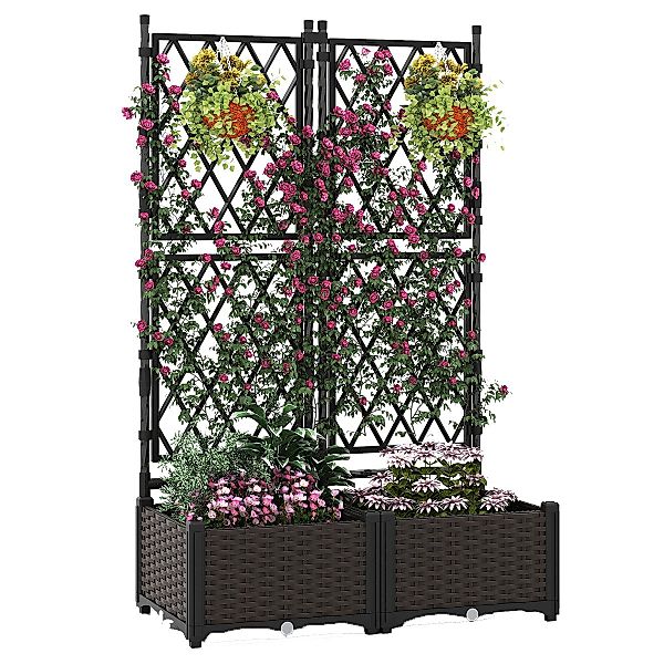 COSTWAY Blumenkasten, mit Rankgitter, Pflanzkasten, Hochbeet, günstig online kaufen