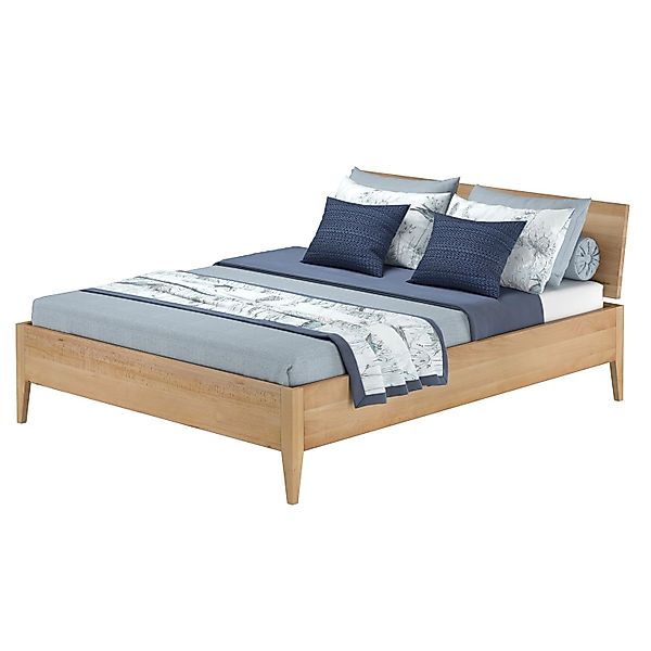 Erst-Holz Doppelbett Metallfrei 160 x 200 Massives Buchenholz Konische Füße günstig online kaufen