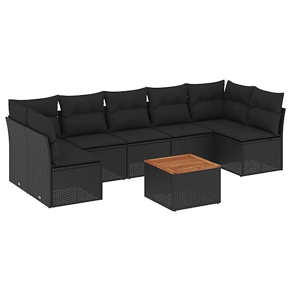 vidaXL 8-Tlg Garten-Sofagarnitur mit Kissen Schwarz Poly Rattan 3255901 günstig online kaufen