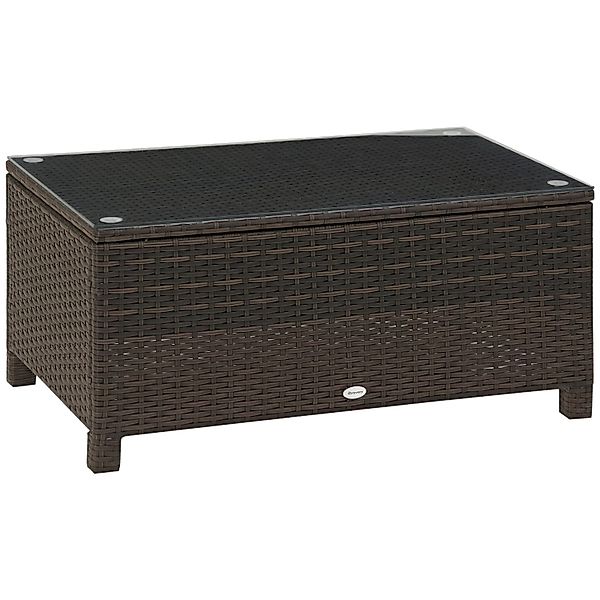 Outsunny Beistelltisch Metall PE-Rattan Gehärtetes Glas Braun 85L x 50B x 3 günstig online kaufen