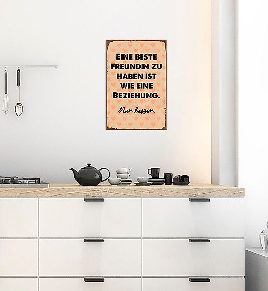 queence Metallbild "Beste Freunde", Schriftzüge-Herzen-Herzbilder, (1 St.), günstig online kaufen