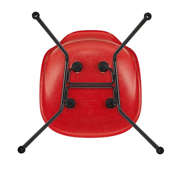 Vitra - Eames Fiberglass Side Chair DSX schwarz - klassisches rot/Sitzschal günstig online kaufen
