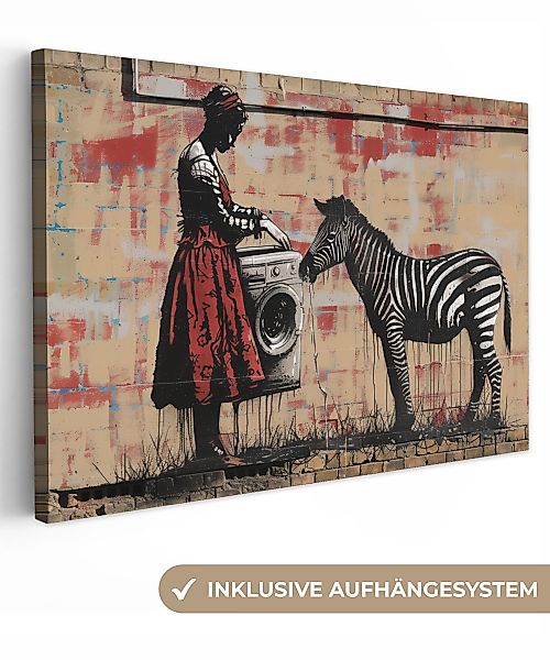 OneMillionCanvasses® Leinwandbild Straßenkunst - Zebra - günstig online kaufen