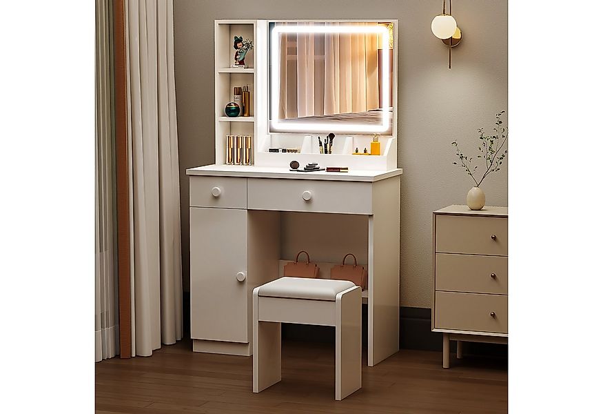oyajia Schminktisch Frisiertisch, Kosmetiktisch, 2 Schublade und offene Abl günstig online kaufen