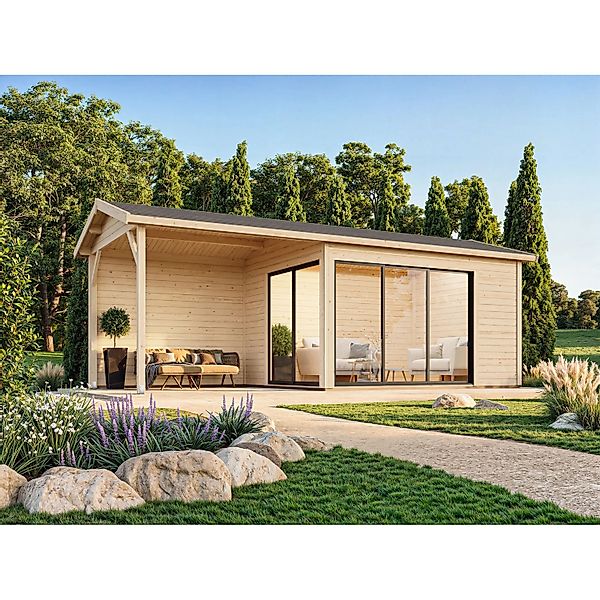 Palmako Gartenhaus Amanda Slide 668 x 300 cm Grau-Anthrazit FSC® günstig online kaufen