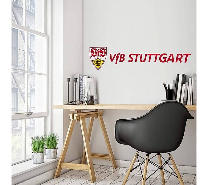 VfB Stuttgart Wandtattoo Fußball VfB Stuttgart Schriftzug Logo Rot Gelb Fuß günstig online kaufen